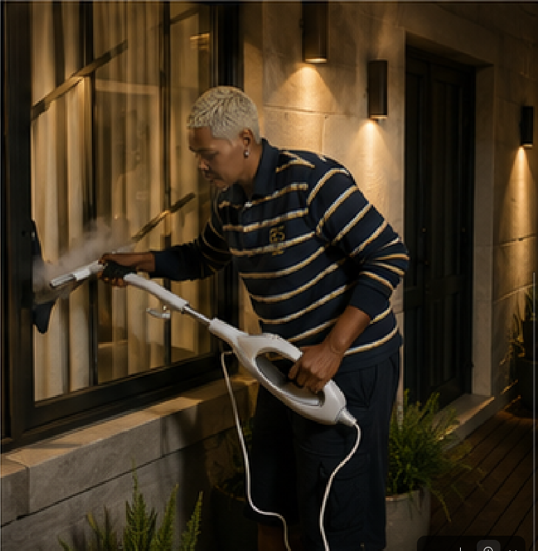 Steam cleaning exterior windows